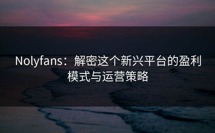 Nolyfans：解密这个新兴平台的盈利模式与运营策略