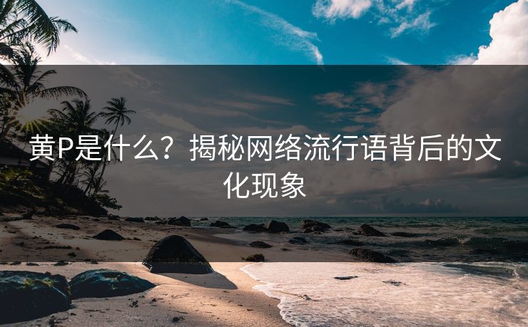 黄P是什么？揭秘网络流行语背后的文化现象